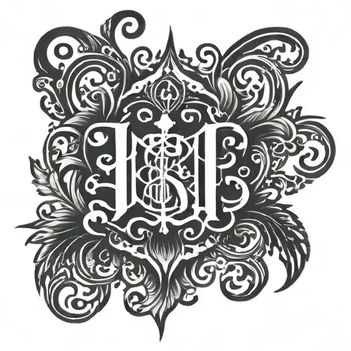 dark lettering ornamental tattoo, dark lettering style , tattoo design idea