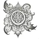 dark lettering ornamental tattoo, dark lettering style , tattoo design idea