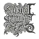 dark lettering ornamental tattoo, dark lettering style , tattoo design idea