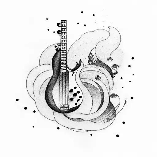 bass guitar with name molly tattoo design idea
