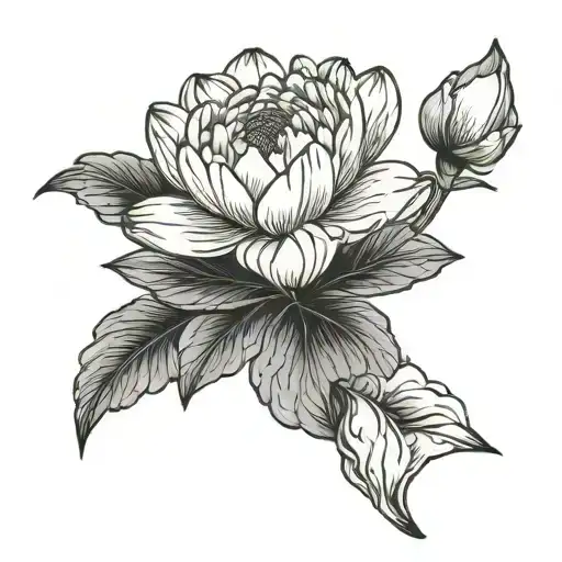 fine line carnation water lily tattoo design idea