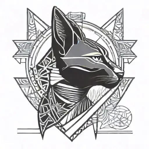 Egyptian bastet goddess hieroglyph tattoo design idea