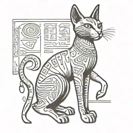 Egyptian black bastet goddess hieroglyph tattoo design idea