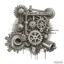 An intricate mechanical design incorporating elements of engineering tools and symbols, reflecting the client's occupation as an engineer tattoo design idea