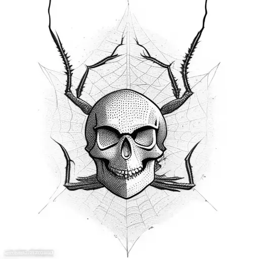 spider with skull tattoo design idea