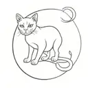 black and white cat with boxer dog sitting tattoo design idea