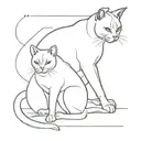 black and white cat with boxer dog sitting tattoo design idea