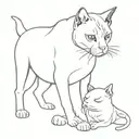 black and white cat with boxer dog sitting tattoo design idea