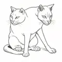 black and white cat with boxer dog sitting tattoo design idea
