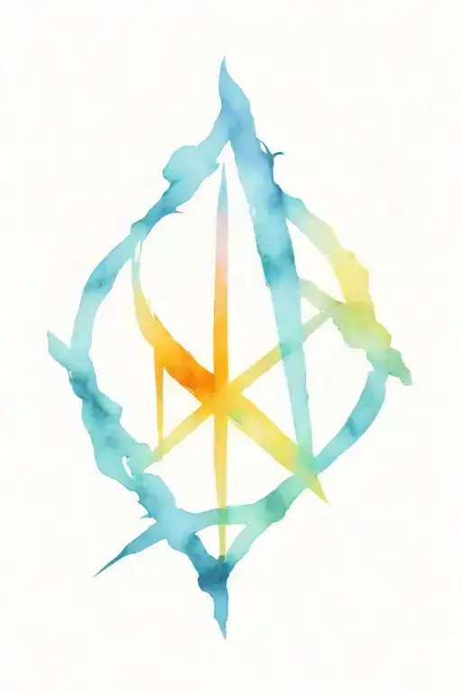 Alghiz rune blue fire tattoo design idea