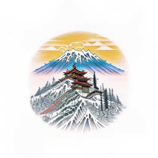 Mountain Scene tattoo design idea