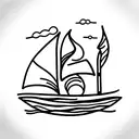 burning ship tattoo design idea