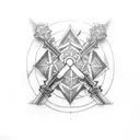 frp dice and sword tattoo design idea