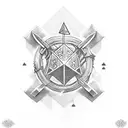 frp dice and sword tattoo design idea