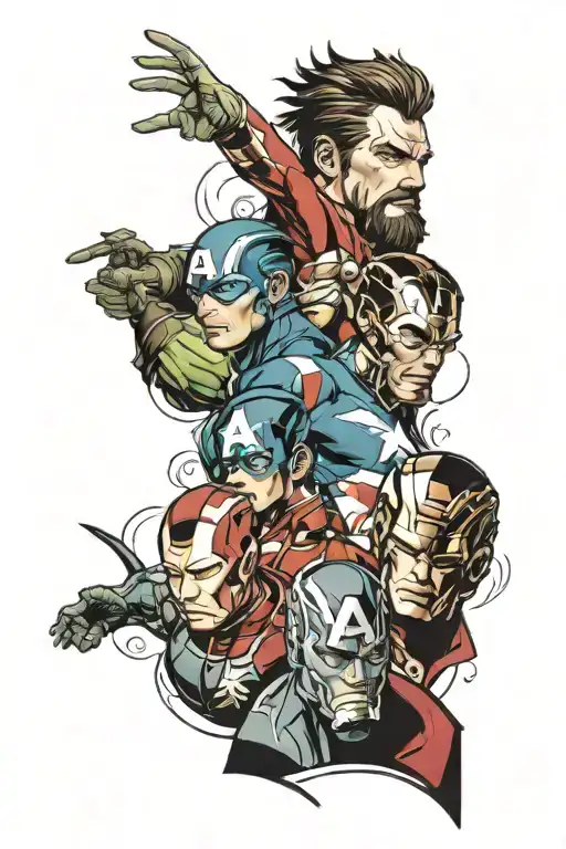 avengers characters tattoo design idea