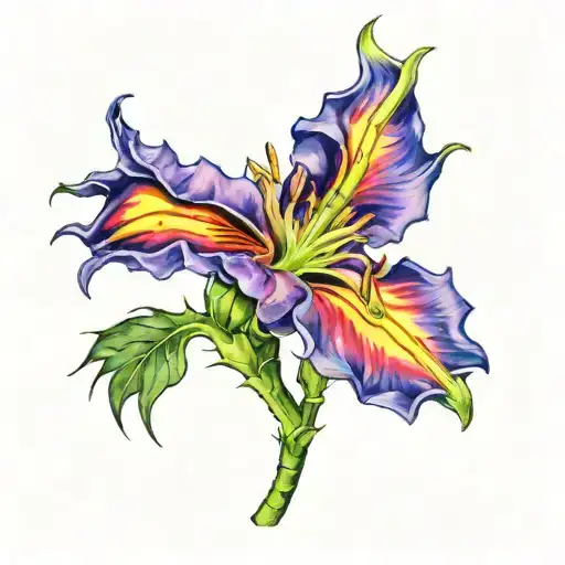 Epiphyllum pumilum  Flower of a bloom + a bit of green leaf and stem tattoo design idea