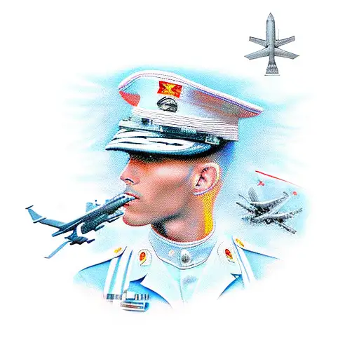 medical staff growing from roots in the marine corps infantry, morphing into United States Air Force tattoo design idea