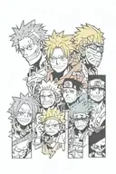 anime one piece, re:zero, steins gate, jujutsu kaisen, naruto inspired sleeve tattoo tattoo design idea