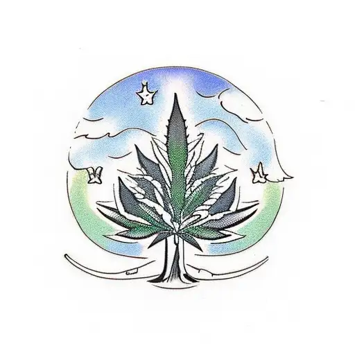 cannabis coffee trees love  tattoo design idea