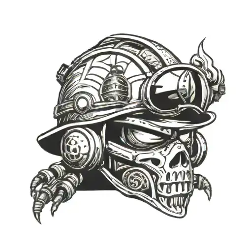 spider firefighter helmet tattoo design idea
