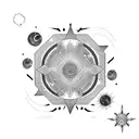 Dark waves that emerge from solar plex that goes till one shoulder, non symmetrical, oraganic tattoo design idea