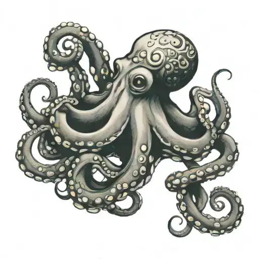 octopus holding baby octopus tattoo design idea