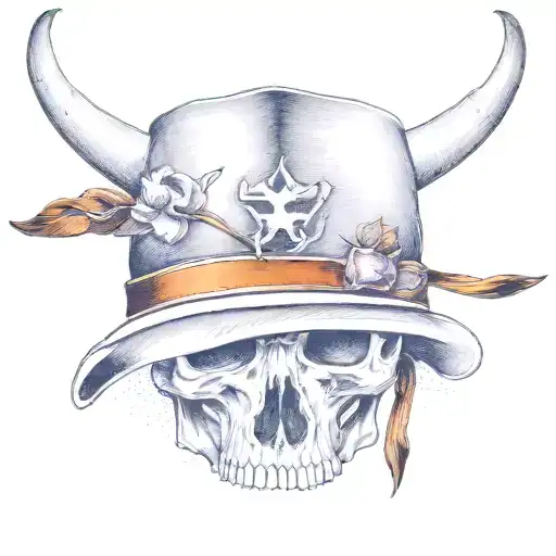 cowboy hat with longhorn skull tattoo design idea