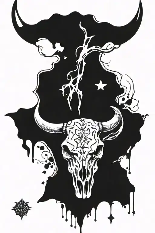 western cow skull tattoo design idea