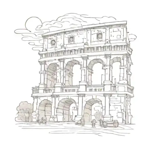 Colosseum next to Eiffel Tower and gondola tattoo design idea