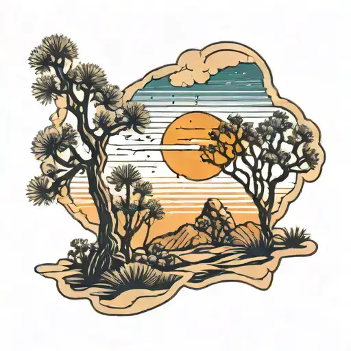 stamp with Joshua tree  tattoo design idea