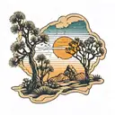 stamp with Joshua tree  tattoo design idea