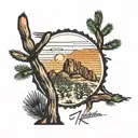 stamp with Joshua tree  tattoo design idea