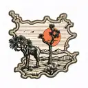 stamp with Joshua tree  tattoo design idea