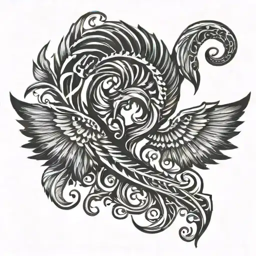 devil's horn, devil's wing and devil's tail feathers tattoo design idea