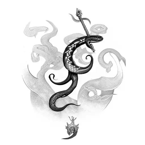 snake and dagger tattoo design idea