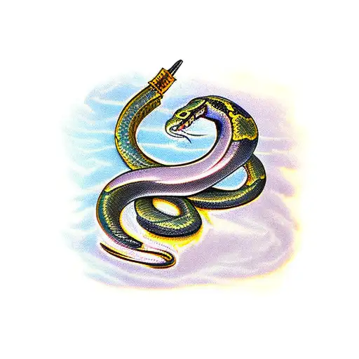 snake and dagger tattoo design idea