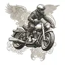 A dynamic tattoo design featuring a biker riding a motorcycle with intricate details and shading tattoo design idea