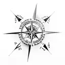 A compass surrounded by different animal footprints tattoo design idea