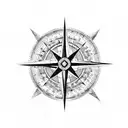 A compass surrounded by different animal footprints tattoo design idea