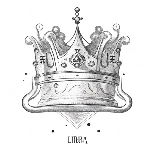 Libra font with Queen's Crown tattoo design idea