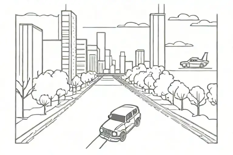 Chicago and Cars drifting in the background tattoo design idea