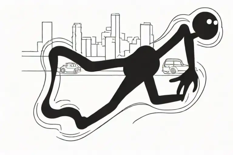 Chicago and Cars drifting in the background tattoo design idea