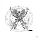 Bow and arrow, fire, wings, planets, geometric shapes  tattoo design idea