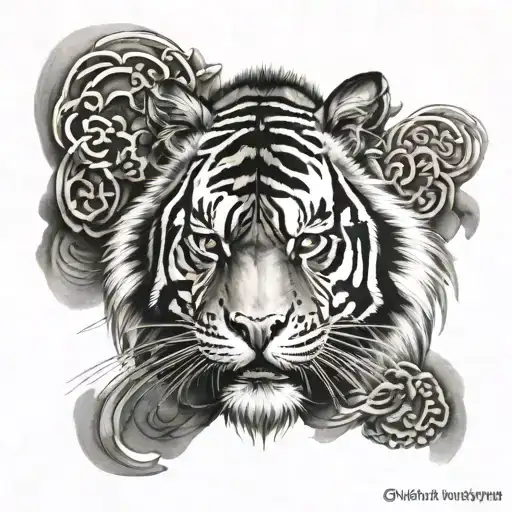 samurai tiger head tattoo design idea