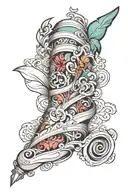paper scroll wrapped tattoo design idea