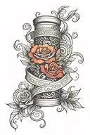 paper scroll wrapped tattoo design idea