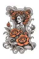paper scroll twining around a silouette tattoo design idea