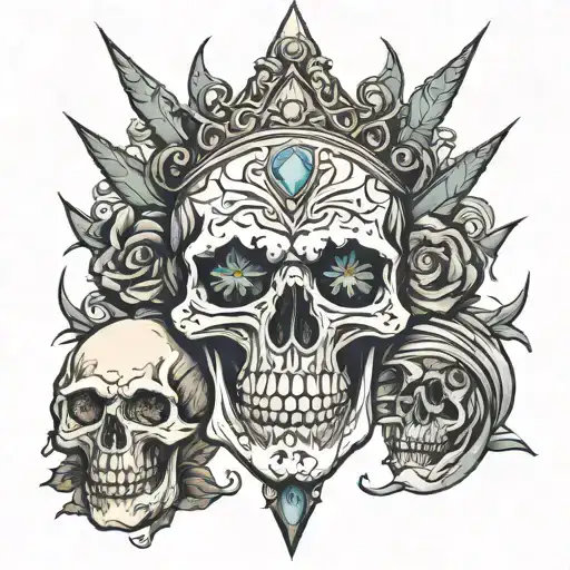 skull of kings and demonds tattoo design idea