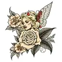 nurse, flower sleeve tattoo, blonde hair tattoo design idea