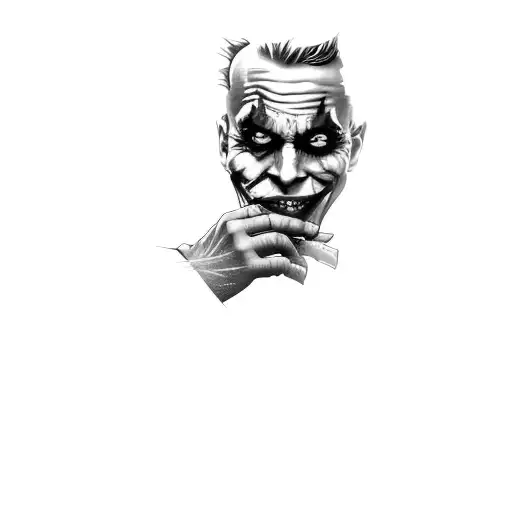 The Joker with a bunch of 'HA's around him tattoo design idea